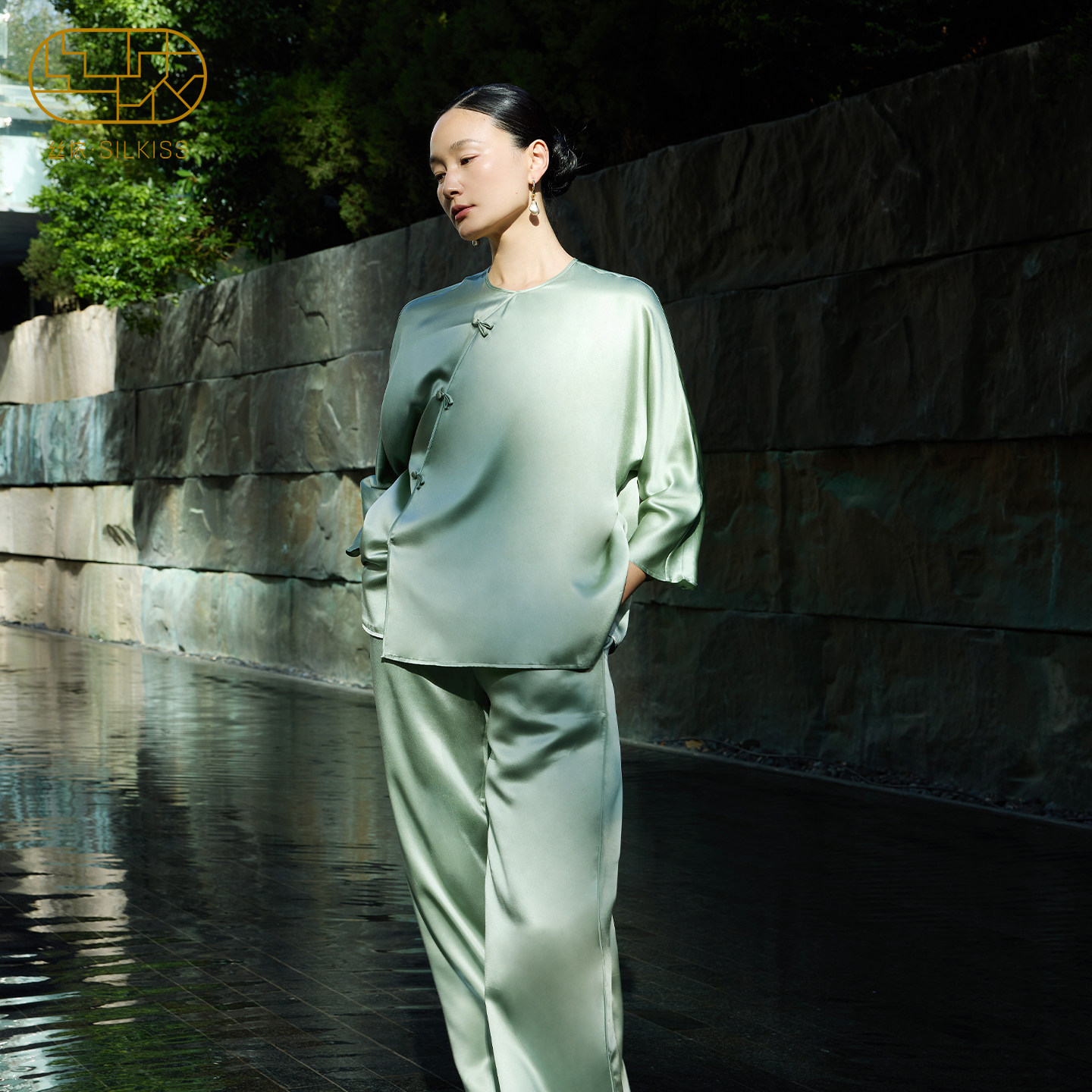 云倾』丝侬中式真丝睡衣女士 国风复古盘扣丝绸桑蚕丝家居服禅意