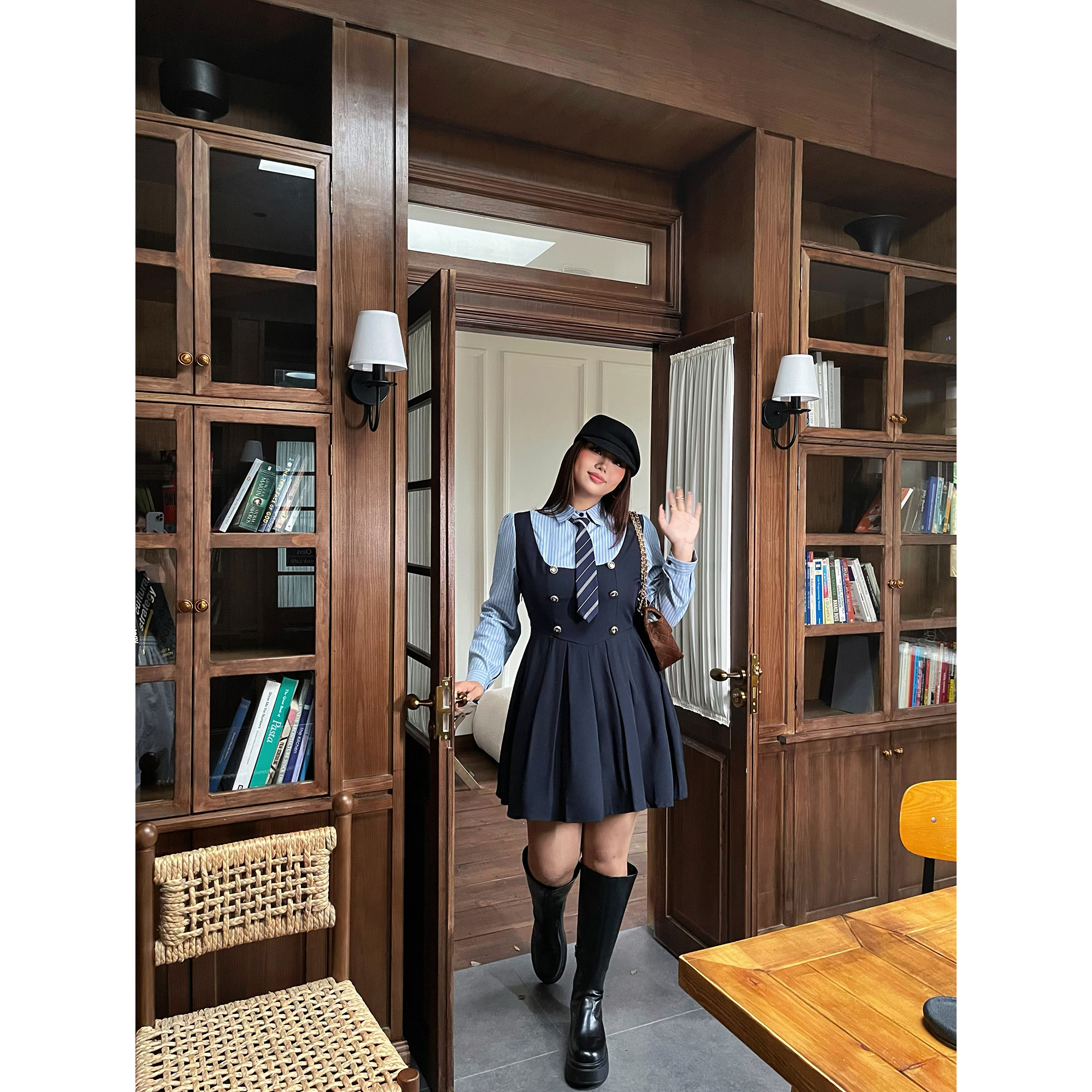 学院风jk制服套装假两件连衣裙