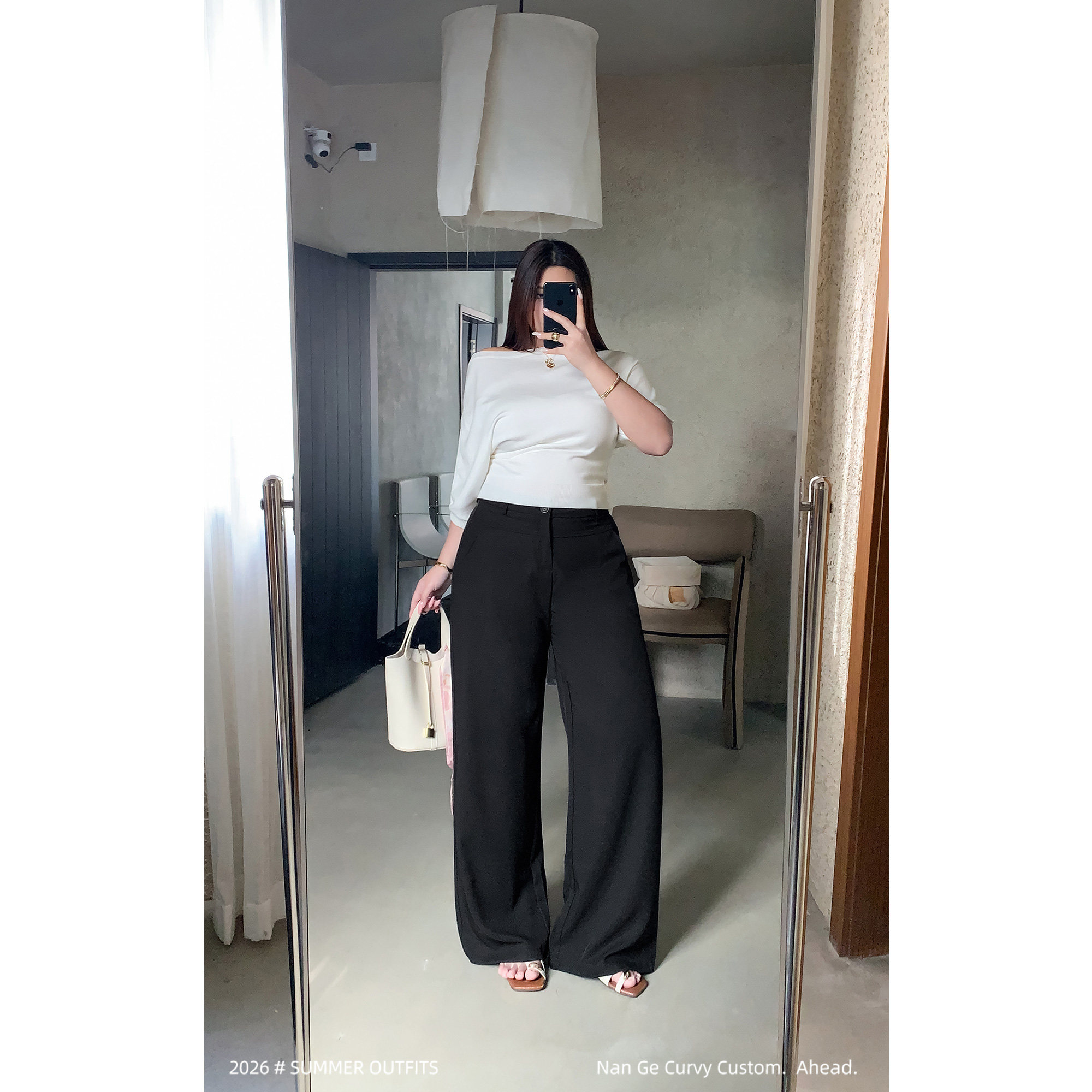 楠哥微胖大码黑色垂感西装裤女夏胖mm高腰显瘦宽松直筒阔腿休闲裤