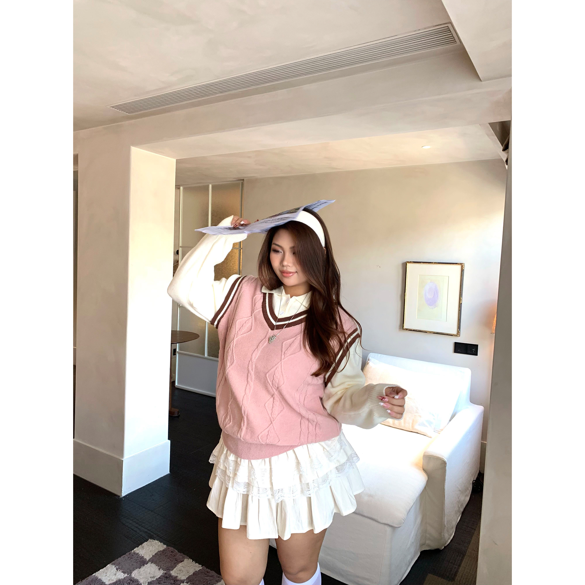 大码女装学院风针织衫毛衣