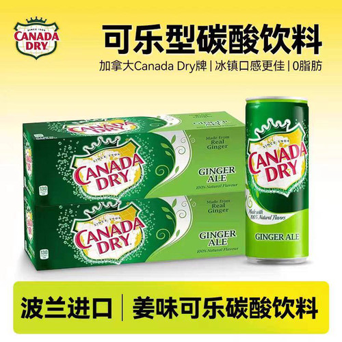 波兰进口Canada dry加拿大姜汁汽水干姜水姜味可乐330ml碳酸饮料