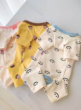 宠物比熊狗狗衣服秋冬款四脚家居服包肚子睡衣泰迪小型犬珊瑚绒