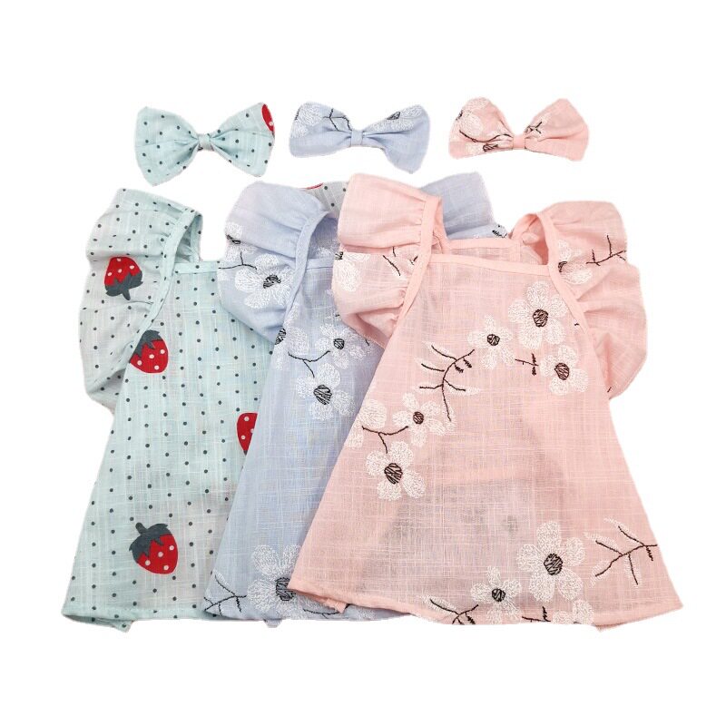 源头厂家 新款草莓宠物衣服夏装 猫咪裙子 狗裙子 送头花套装现货