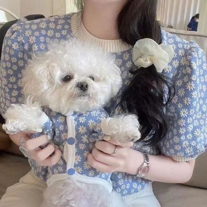 ins秋冬新款狗狗开衫外套韩国宠物情侣装泰迪比熊博美小型犬衣服