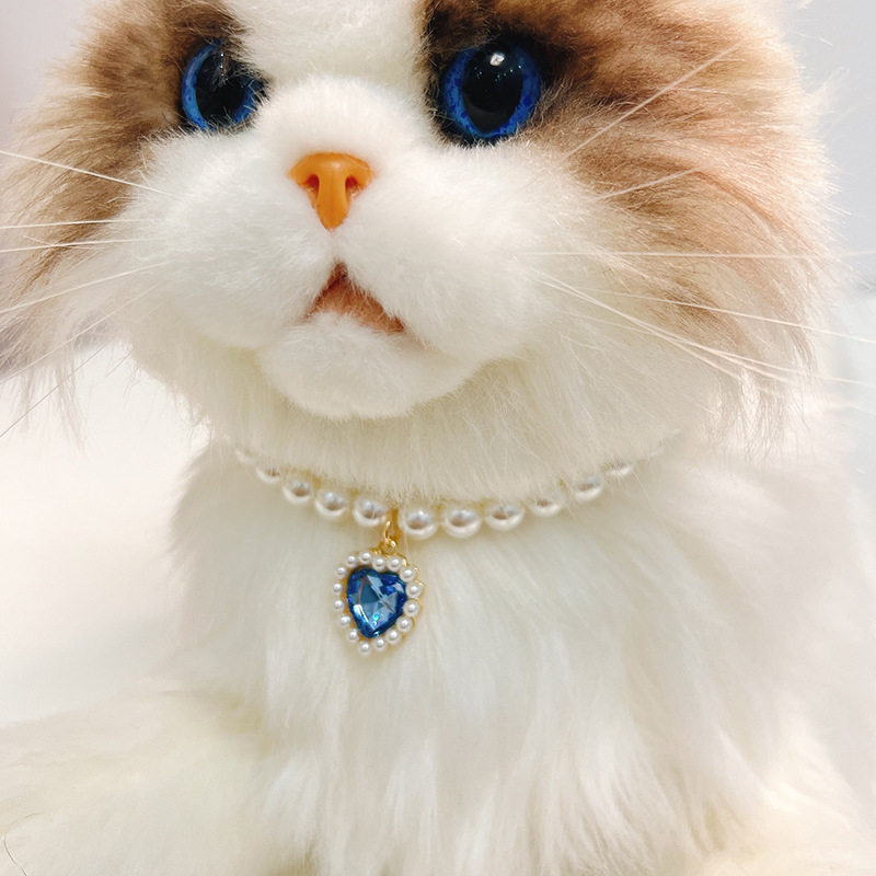 热销宠物珍珠项链猫咪项圈小狗狗爱心水晶吊坠脖子可爱装饰品批发