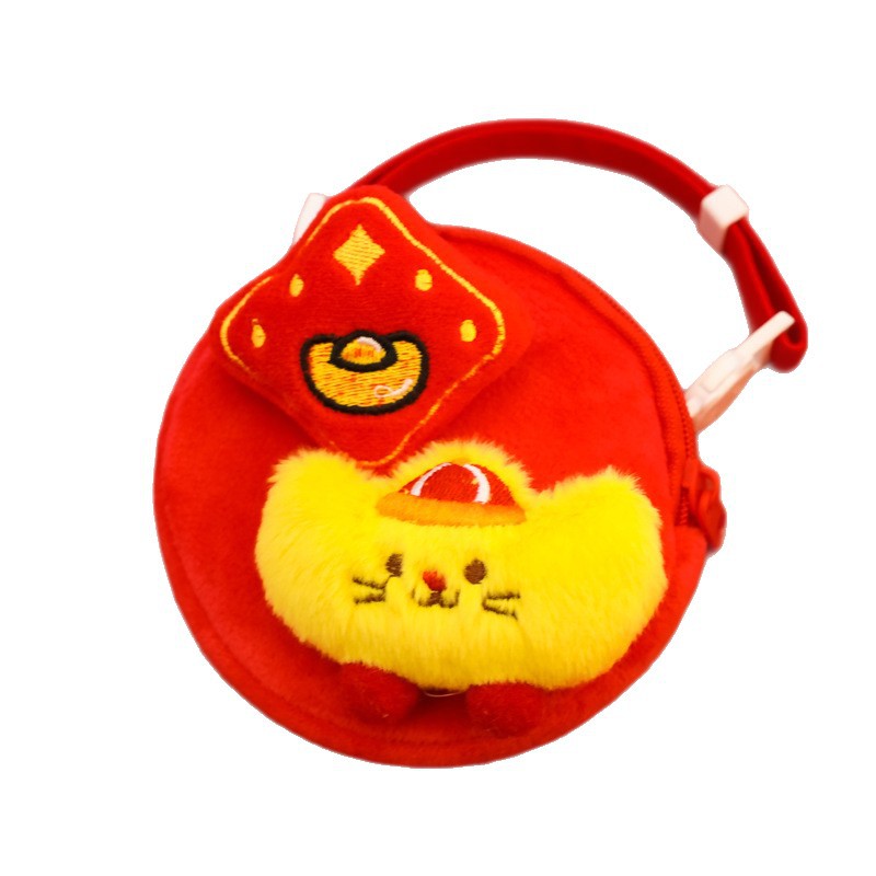 宠物新年装红包项圈春节猫咪狗狗收纳袋项链红色装饰品无声钱袋子
