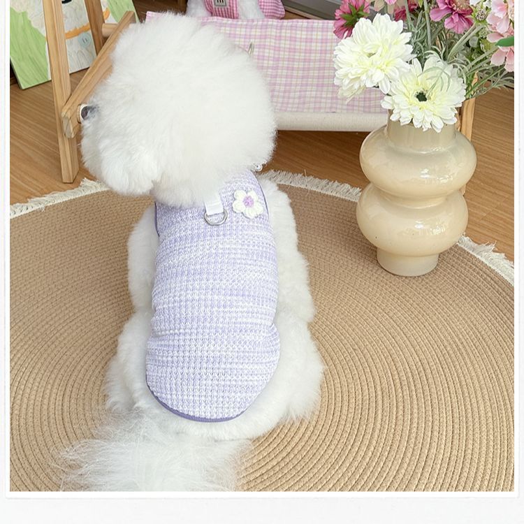 新款春夏仙女风狗狗猫咪宠物衣服泰迪比熊精美背心舒适亲肤可牵引