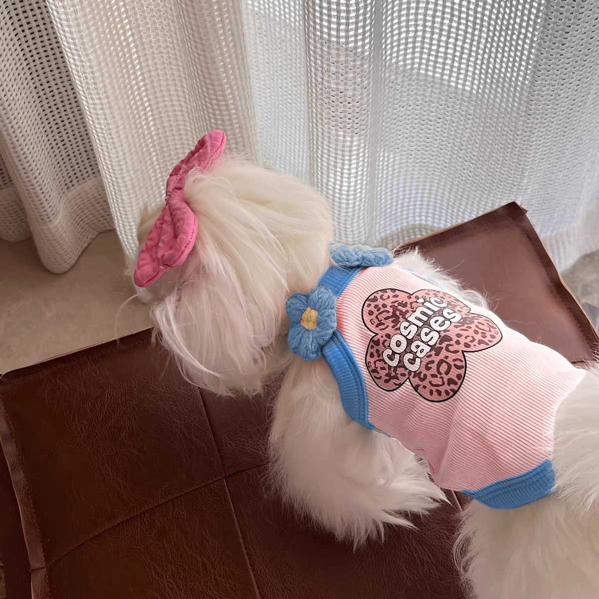 春夏秋凉感背心时尚印花约克夏泰迪比熊薄透气凉感宠物狗轻盈
