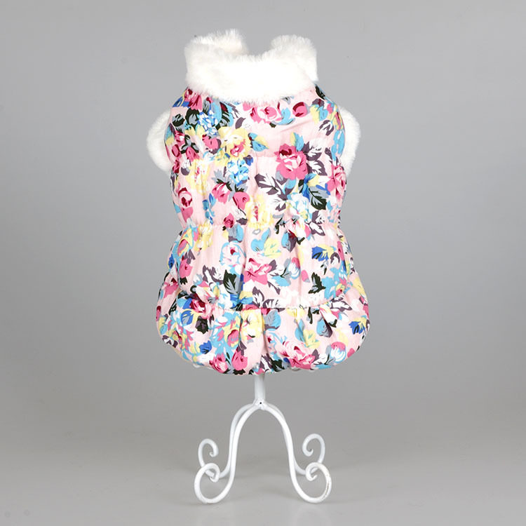 新款印花中国风狗衣服 狗衣服秋冬 毛毛小碎花个性宠物服装狗狗