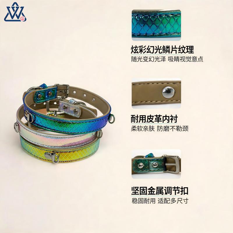 新款DIY串珠宠物项圈宠物手工水晶吊坠装饰PU皮狗狗脖圈猫咪项链