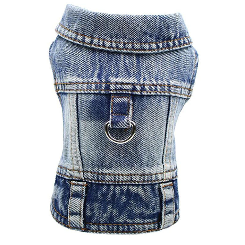 中小型宠物牛仔马甲可牵引狗服装胸背两用春夏秋冬新品泰迪两腿衣