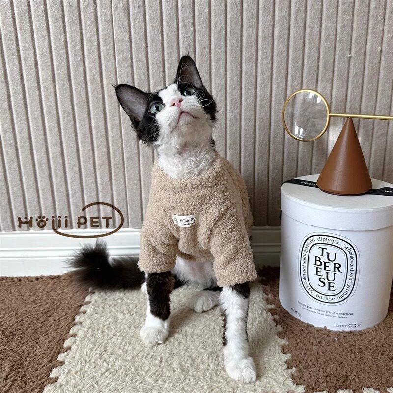 猫猫衣服冬季保暖加绒卫衣德文猫无毛猫布偶幼猫宠物加厚棉衣批发
