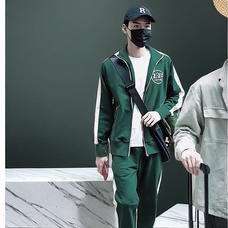 龚俊赵丽颖同款男女情侣全棉股纱复古运动立领拉链开衫飞跃售卖款