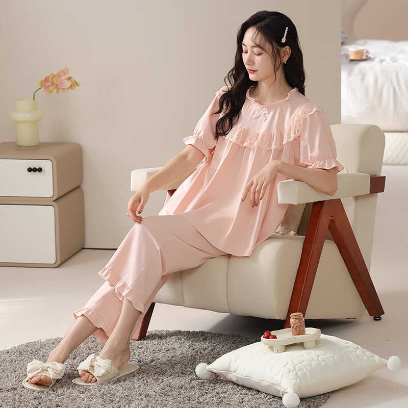 家居服套装夏季甜美女款短袖睡衣