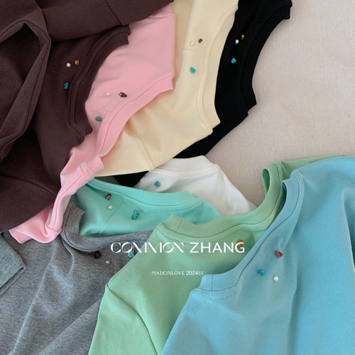 CZZHANG夏季可露丽风多色小众百搭简约基础款短袖T恤女A10099甜美
