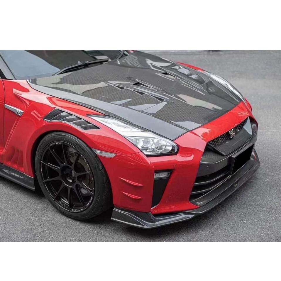 适用于日产GTR35改装机盖轻量化碳纤维TR0P开孔引擎盖Carbon hood