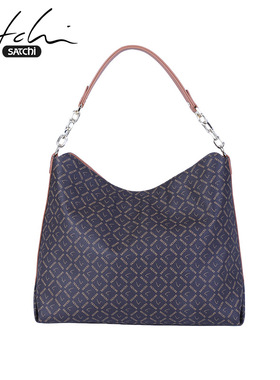 沙驰女包新款包包单肩包女休闲大容量老花手提斜挎包多功能腋下包