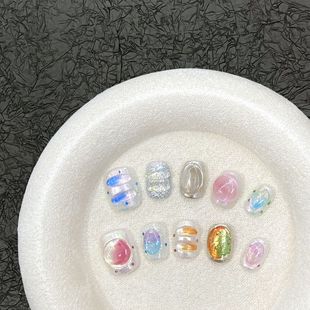 糖果色多巴胺卡通可爱手工穿戴甲童趣糖果泡泡玛特甜酷可拆卸美甲