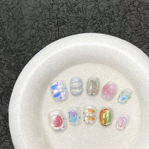 糖果色多巴胺卡通可爱手工穿戴甲童趣糖果泡泡玛特甜酷可拆卸美甲