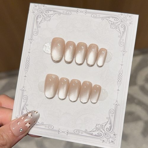 【裸妆猫眼】纯手工穿戴甲ins风高级感精品短款美甲贴片假指甲片