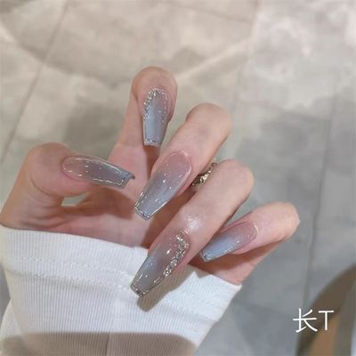 纯手工穿戴甲水寒江静穿戴甲贴片可拆卸假指甲贴气质显白美甲