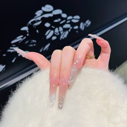 【冰糯酒酿】新款氛围感穿戴甲甲片纯手工裸色微笑猫眼法式美甲