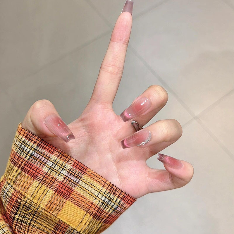 手工穿戴贴片腮红法式猫眼高级美甲指甲成品甲片显白假指甲