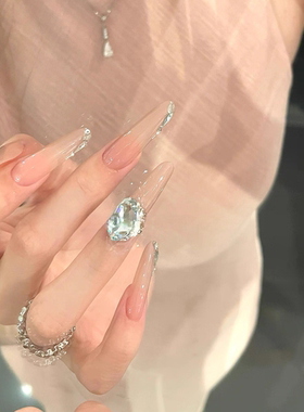 【杏裸】温柔气质风显白百搭裸色设计感指尖碎钻K9堆堆钻穿戴甲