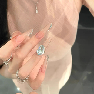 温柔气质风显白百搭裸色设计感指尖碎钻K9堆堆钻穿戴甲 杏裸