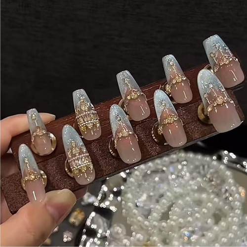 【蓝色城堡】新款纯手工穿戴甲爆款猫眼纯手作穿戴式高级感美甲贴