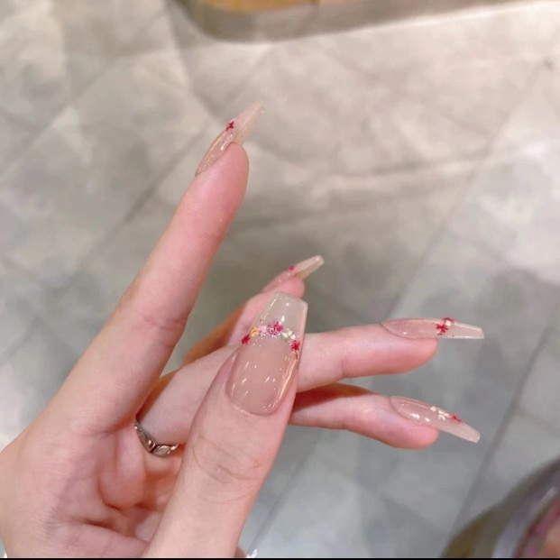 纯手工春秋穿戴甲干花锦上添花美甲贴可拆卸爆款纯欲ins风网红款