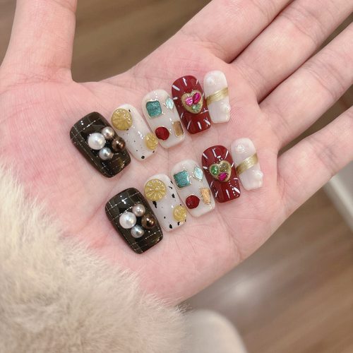 神谕圣光甲片ins风穿戴甲纯手作欧美捏捏复古美甲贴片