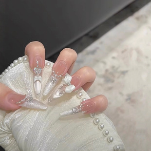 纯手工穿戴甲原创设计精致显白高级纯手作美甲片 新款 白色恋人
