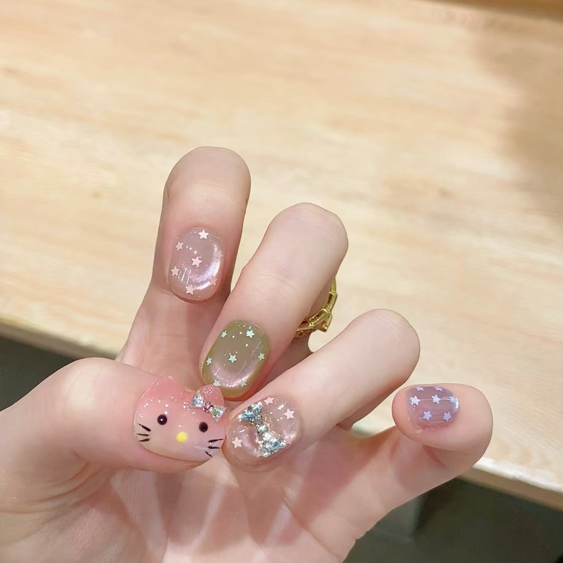 【糖果kitty】手绘捏捏立体猫耳朵糖果色多巴胺猫眼纯手工穿戴甲