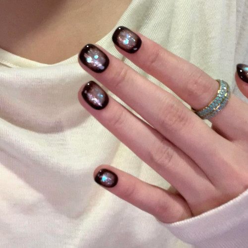 【魔都】显白秋冬美甲棕色晕染爆闪宝石亮片新品高级手工穿戴甲