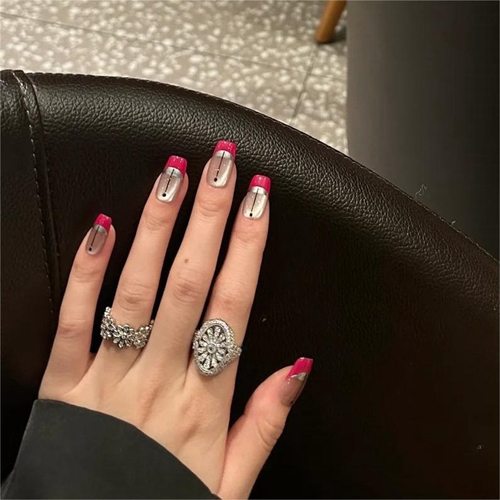 纯手工穿戴甲法式猫眼ins光疗甲显白小众辣妹高级甜酷法式美甲