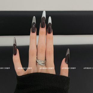 纯手工穿戴气质超长简约美甲欧美风辣妹可拆卸甲片 暗黑大女主