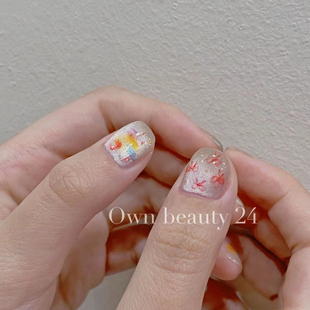 彩绘玻璃珠手工穿戴甲童趣少女短甲美甲贴片假指甲小红书爆款 学生