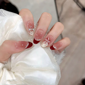 新年烟花 新年战甲纯手工穿戴甲波点蝴蝶结轻奢高级纯手作美甲