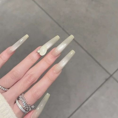 【菠萝汁气泡水】气质清冷风高级渐变猫眼夏日纯手工可拆卸穿戴甲