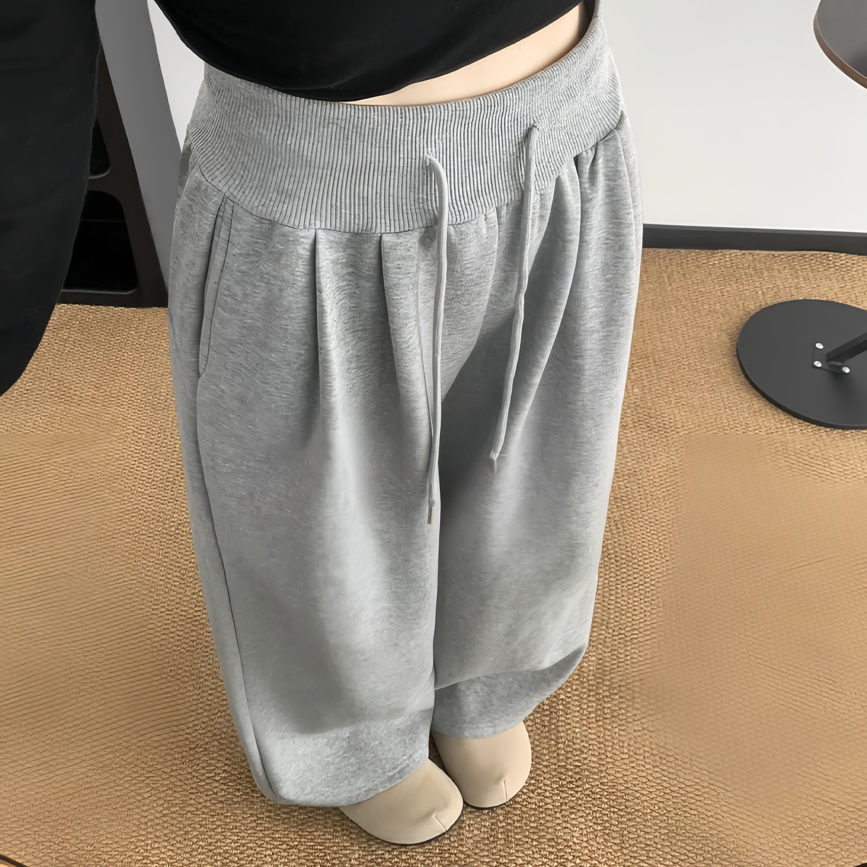 美式灰色运动裤女款加厚秋冬季