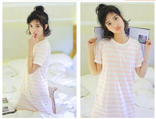 2025春夏新款睡衣可爱女短袖睡裙家居服女士甜美针织棉质裙子夏天