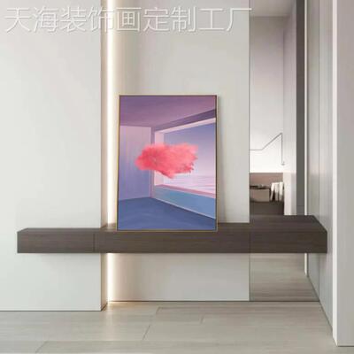 网红置艺术原重创玄关艺术画走高级紫色现代装饰画廊轻奢卧室粉色