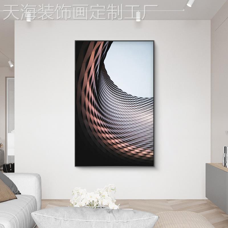 网红大幅大尺寸抽空间伸延建筑装饰画玄关走廊客厅落幅地挂画巨壁图片