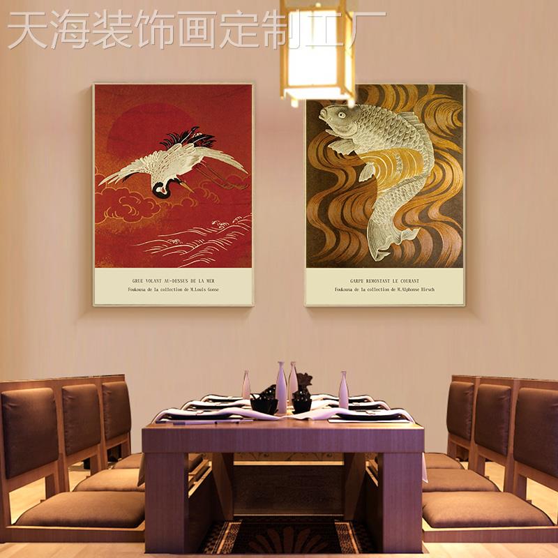 网红式仙鹤图装饰画厅日本日浮世绘居酒屋餐饭厅壁画日系玄关过道图片