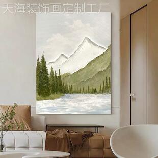 网红.纯绘手油客画画《黎川》玄关山水装饰画画厅肌手理画画现代
