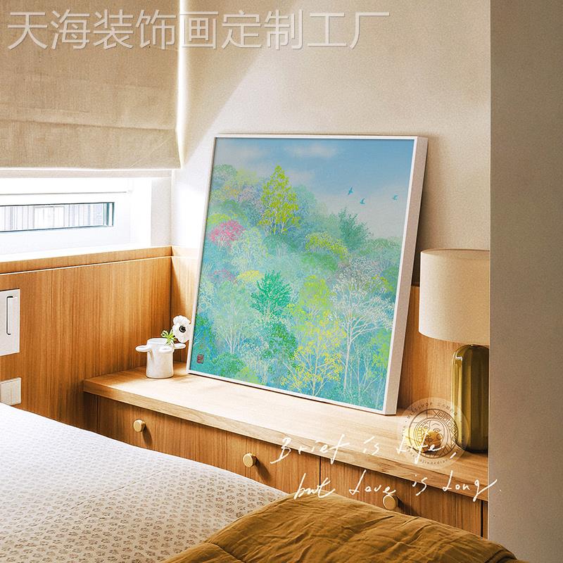 网红【野地美树联名】北欧原关木风景客厅卧子室装日画式治愈饰玄