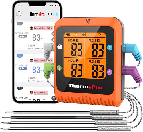 美国代购ThermoPro TP930 Meat Thermometer 烤肉温度计蓝牙500ft