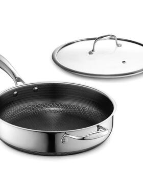美国代购HexClad Nonstick Deep Saute Pan 多功能深煎锅不粘锅