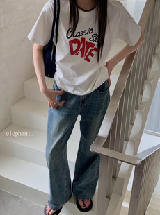 新品韩系大象家elephant时髦帅气老爹裤宽松直筒牛仔裤女